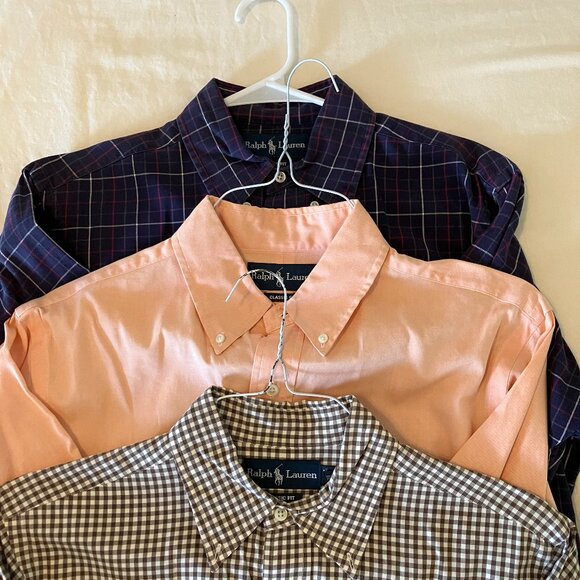 Lot of 3 Ralph Lauren Classic Button-Down Dress Shirts Size Medium - Picture 1 of 12